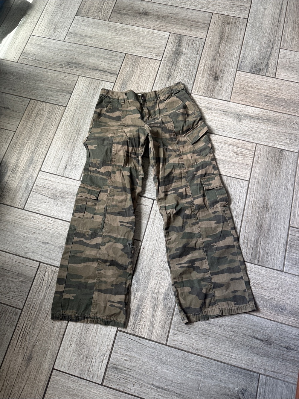 PacSun Men's Camo Cargo Pants - Olive & Brown